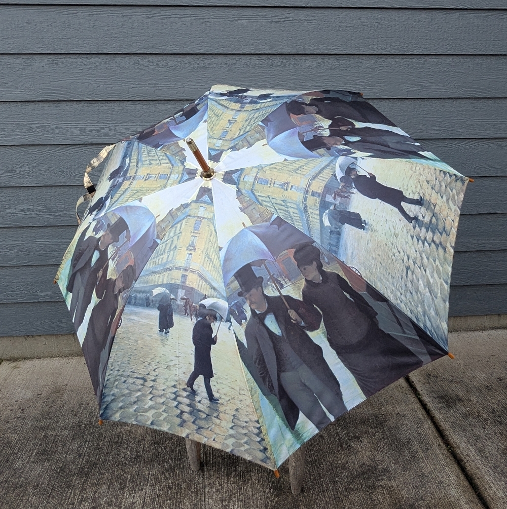 Salamander Vintage Art Umbrella w/ Wooden Handle Caillebotte